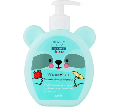 Гель-шампунь Beautyderm Kids Клубнично-Банановый коктейль дозатор 300 мл