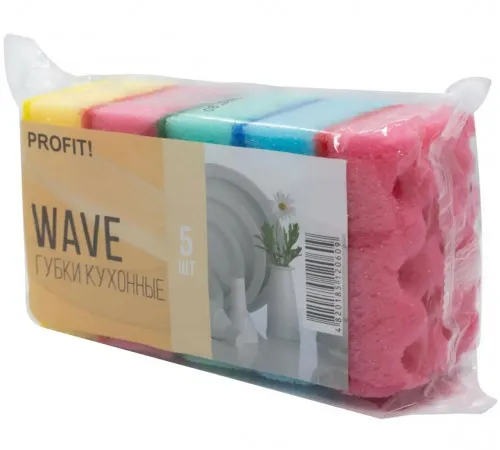 Губки кухонні Profit Wave 5 шт Губки кухонні Profit Wave 5 шт
