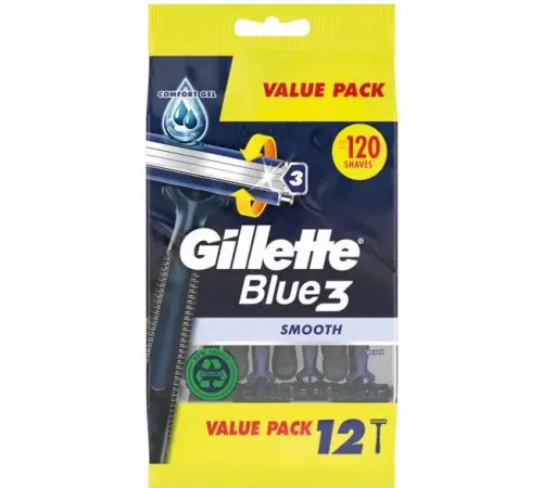 Бритви одноразові чоловічі Gillette Blue 3 Smooth 12 шт Бритви одноразові чоловічі Gillette Blue 3 Smooth 12 шт