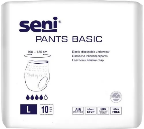 Подгузники-трусики для взрослых Seni Basic Large 100-135 см 10 шт Подгузники-трусики для взрослых Seni Basic Large 100-135 см 10 шт