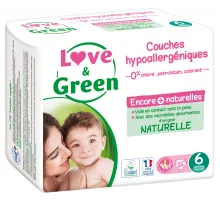 Еко-підгузники Love & Green Naturelle 6 розмір (15+ кг) 34 шт