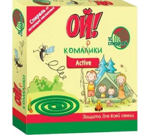 Спирали от комаров Ой! Комарики Active 10 шт Спирали от комаров Ой! Комарики Active 10 шт