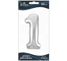 Кулька повітряна фольгована Pelican цифра 1 срібло 80 см