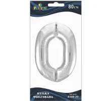 Кулька повітряна фольгована Pelican цифра 0 срібло 80 см