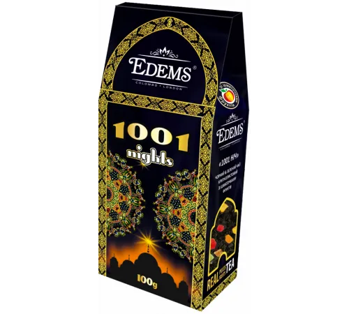 Чай зеленый и черный Edems 1001 ночь с кусочками фруктов 100 г