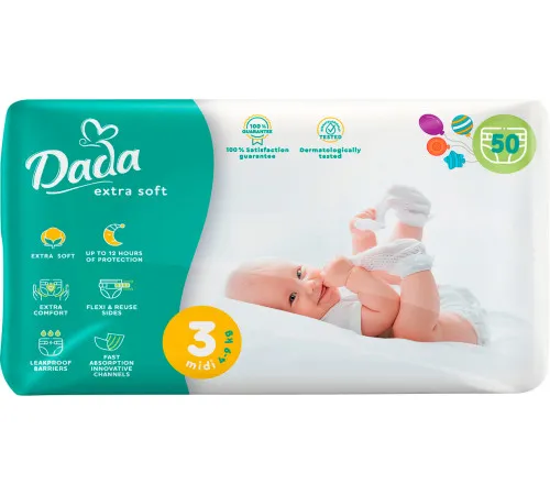 Подгузники Dada Extra Soft 3 Midi 4-9 кг 50 шт Подгузники Dada Extra Soft 3 Midi 4-9 кг 50 шт
