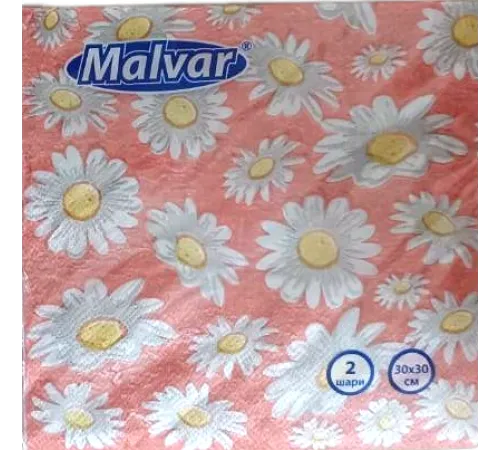 Салфетка Malvar Ромашки 30*30 см 2-х шаровая 20 шт