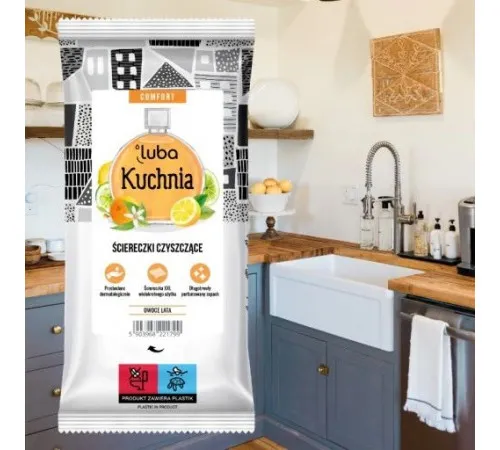 Вологі серветки для прибирання кухні Luba Comfort парфумовані 32 шт Вологі серветки для прибирання кухні Luba Comfort парфумовані 32 шт