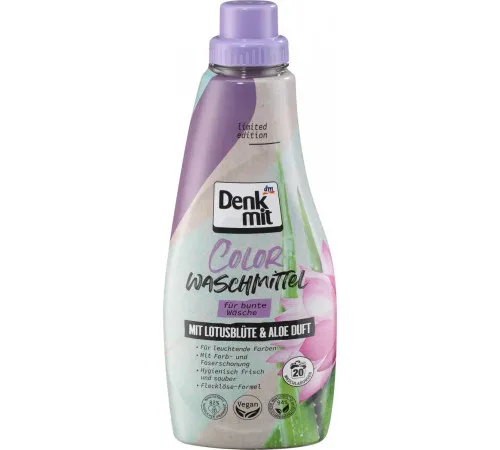 Гель для прання Denkmit Colorwaschmittel Lotusblute & Aloe 1 л 20 циклів прання Гель для прання Denkmit Colorwaschmittel Lotusblute & Aloe 1 л 20 циклів прання