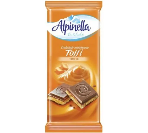 Шоколад молочний Alpinella з начинкою Тоффі 90 г Шоколад молочний Alpinella з начинкою Тоффі 90 г