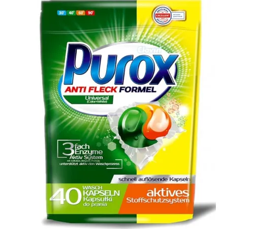 Гелевые капсулы Purox Universal Anti Fleck Formel 40 шт (цена за 1 шт) Гелевые капсулы Purox Universal Anti Fleck Formel 40 шт (цена за 1 шт)