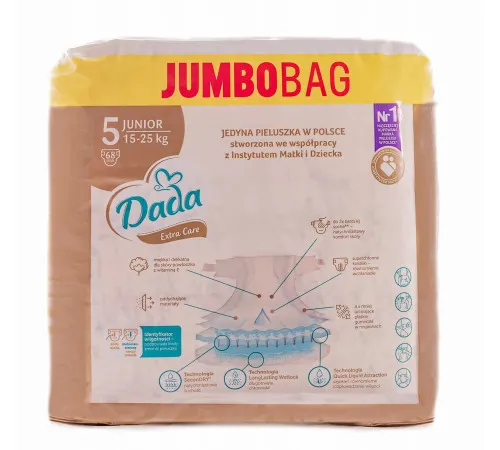 Підгузки Dada Extra Care GOLD (5) junior 15-25кг Jumbo Bag 68 шт Підгузки Dada Extra Care GOLD (5) junior 15-25кг Jumbo Bag 68 шт