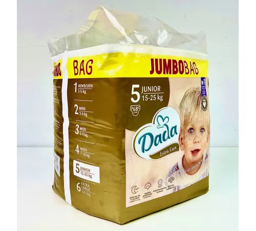 Підгузки Dada Extra Care GOLD (5) junior 15-25кг Jumbo Bag 68 шт Підгузки Dada Extra Care GOLD (5) junior 15-25кг Jumbo Bag 68 шт