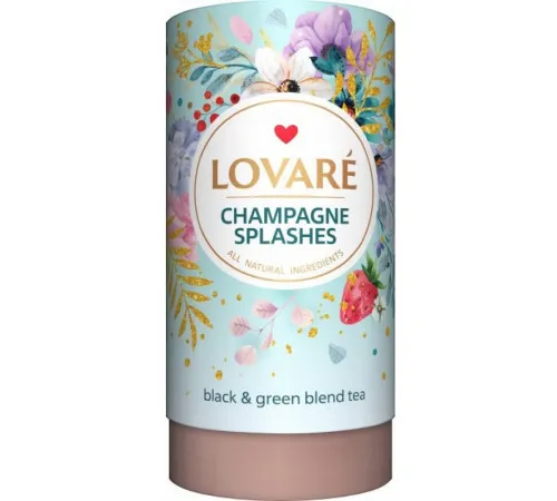 Бленд чорного та зеленого чаю Lovare Champagne Splashes тубус 80 г