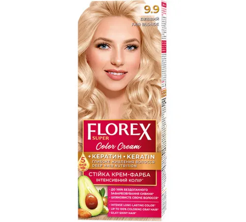 Фарба для волосся Florex Super 9.9 Білявий Фарба для волосся Florex Super 9.9 Білявий