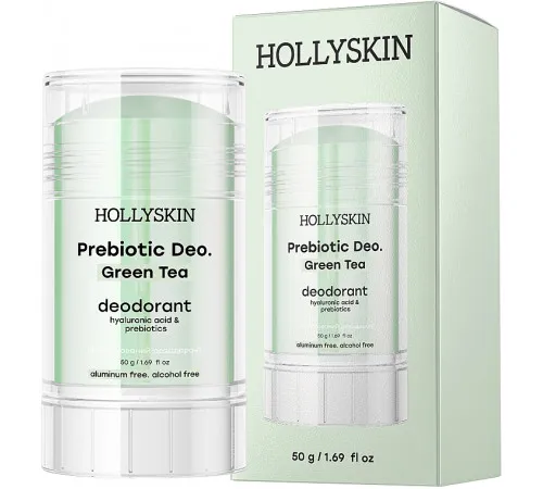 Парфумований дезодорант Hollyskin Green Tea з гіалуроновою кислотою та пребіотиками 50 г