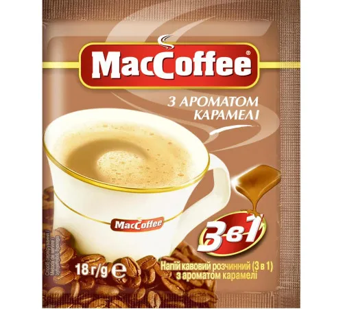 Напиток кофейный растворимый MacCoffee 3в1 Карамель 18 г Напиток кофейный растворимый MacCoffee 3в1 Карамель 18 г