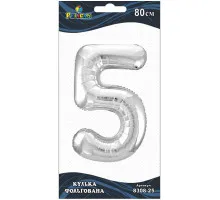Кулька повітряна фольгована Pelican цифра 5 срібло 80 см