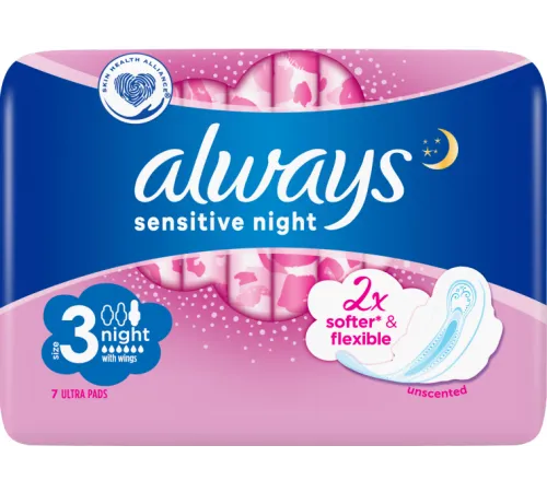 Гигиенические прокладки Always Ultra Night Sensitive (Размер 3) 7 шт Гигиенические прокладки Always Ultra Night Sensitive (Размер 3) 7 шт