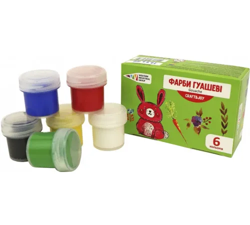 Фарба Craft&Joy Гуаш 221031/Cr 6 кольорів Фарба Craft&Joy Гуаш 221031/Cr 6 кольорів