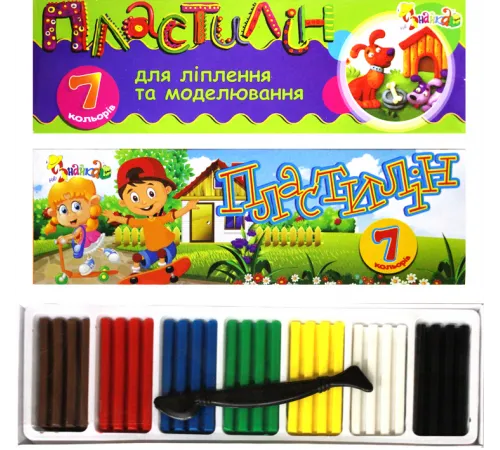 Пластилін Незнайка 832500 зі стеком 7 кольорів 140 г Пластилін Незнайка 832500 зі стеком 7 кольорів 140 г