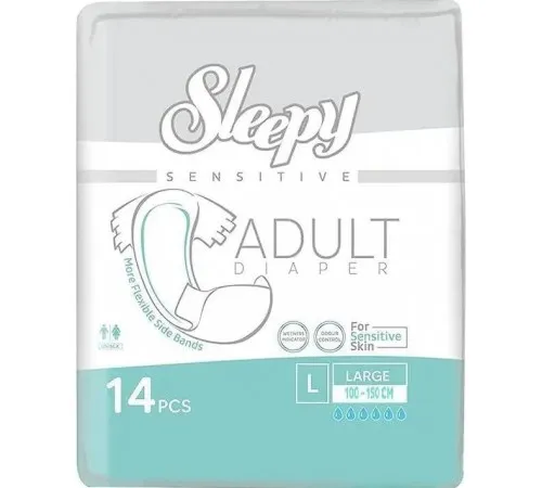 Підгузки для дорослих Sleepy Sensitive Adult Large 100-150 см 6 к 14 шт Підгузки для дорослих Sleepy Sensitive Adult Large 100-150 см 6 к 14 шт