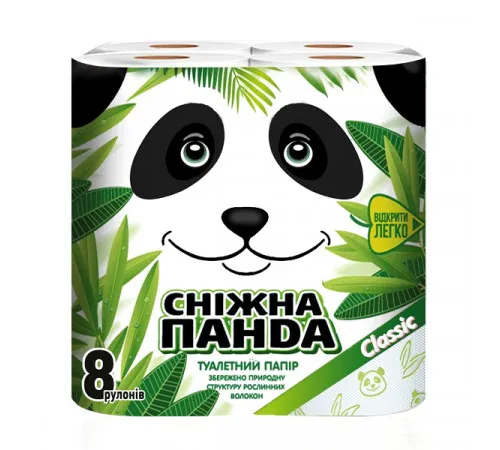 Туалетний папір Сніжна панда Classic 150 відривів 2 шари 8 рулонів Туалетний папір Сніжна панда Classic 150 відривів 2 шари 8 рулонів