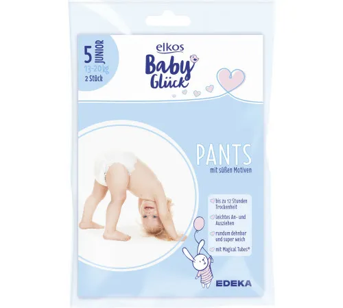 Подгузники-трусики Elkos Baby Glück 5 (13-20 кг) 2 шт Подгузники-трусики Elkos Baby Glück 5 (13-20 кг) 2 шт