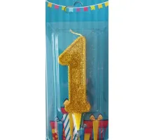 Свічка на торт цифра 1 золото