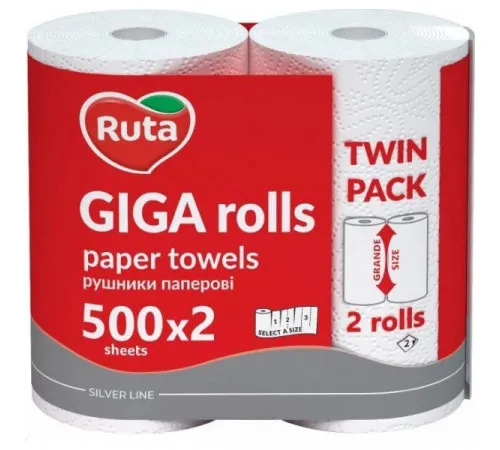 Паперові рушники Ruta Giga rolls 2 шари 2 рулони Паперові рушники Ruta Giga rolls 2 шари 2 рулони