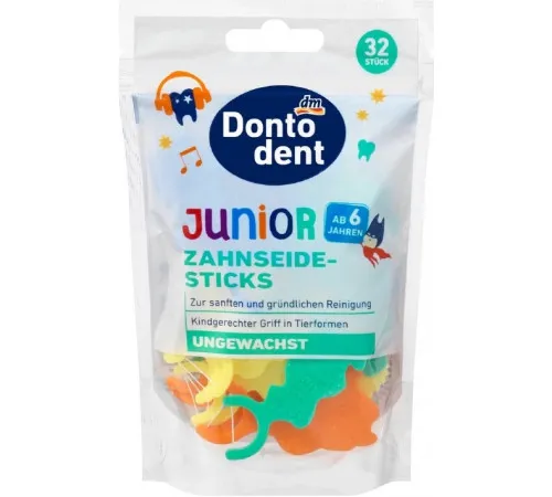 Зубні нитки дитячі Dontodent Junior 6+ 32 шт Зубні нитки дитячі Dontodent Junior 6+ 32 шт