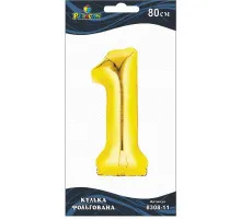 Кулька повітряна фольгована Pelican цифра 1 золото 80 см