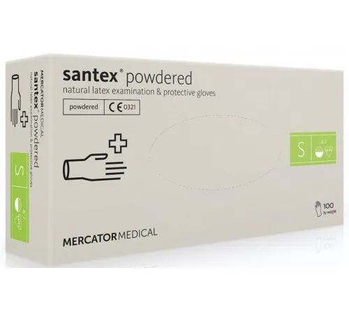 Перчатки медицинские латексные Santex S 100 шт