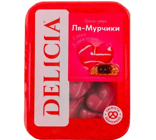 Пряники заварные Delicia Ля-Мурчики Клубничные с декором 300 г