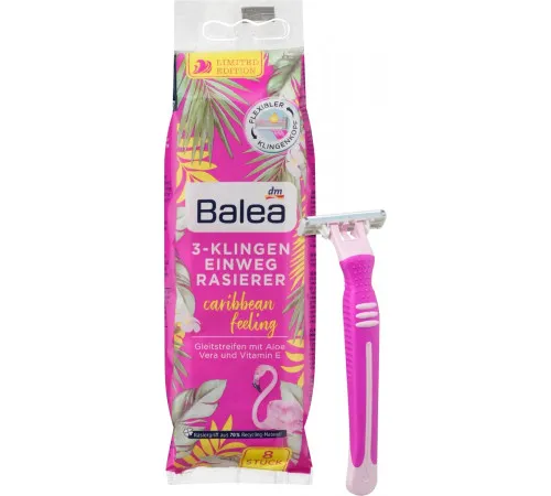 Бритвы одноразовые женские Balea Caribbean feeling 3 лезвия 8 шт