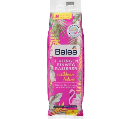 Бритвы одноразовые женские Balea Caribbean feeling 3 лезвия 8 шт