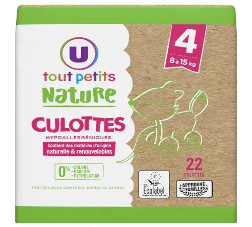 Подгузники-трусики U tout petits Nature 4 (8-15кг) 22 шт