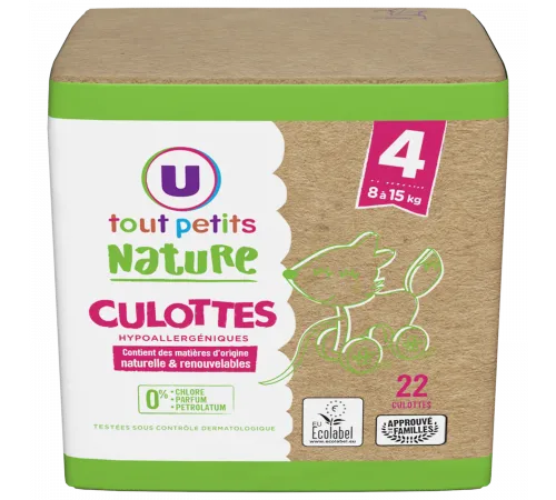 Подгузники-трусики U tout petits Nature 4 (8-15кг) 22 шт