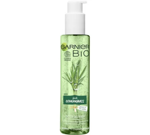 Детокс-гель для вмивання Garnier Bio для нормальної та комбінованої шкіри обличчя з екстрактом Лемонграсу 150 мл Детокс-гель для вмивання Garnier Bio для нормальної та комбінованої шкіри обличчя з екстрактом Лемонграсу 150 мл