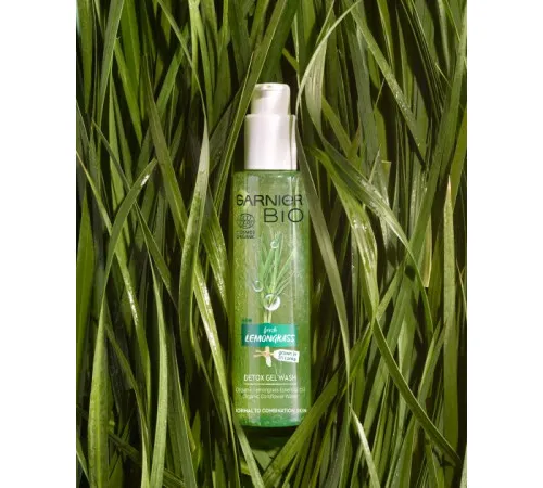 Детокс-гель для вмивання Garnier Bio для нормальної та комбінованої шкіри обличчя з екстрактом Лемонграсу 150 мл Детокс-гель для вмивання Garnier Bio для нормальної та комбінованої шкіри обличчя з екстрактом Лемонграсу 150 мл