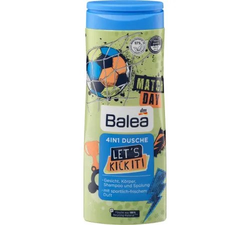 Дитячий гель для душу та шампунь Balea 4in1 Let’s kick it! 300 мл Дитячий гель для душу та шампунь Balea 4in1 Let’s kick it! 300 мл
