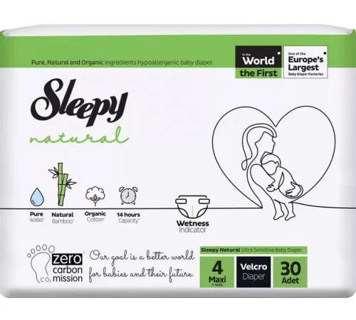 Підгузки Sleepy Natural 4 (7-14 кг) 30 шт Підгузки Sleepy Natural 4 (7-14 кг) 30 шт
