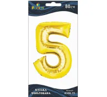 Кулька повітряна фольгована Pelican цифра 5 золото 80 см