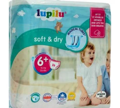 Підгузки Lupilu Soft&Dry 6+ (16+кг) 26 шт Підгузки Lupilu Soft&Dry 6+ (16+кг) 26 шт