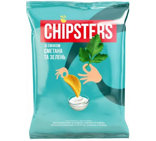 Чіпси Chipster's Сметана із Зеленню 60 г Чіпси Chipster's Сметана із Зеленню 60 г
