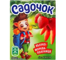 Сік Садочок Яблуко-Морква-Полуниця з м'якоттю 0.2 л