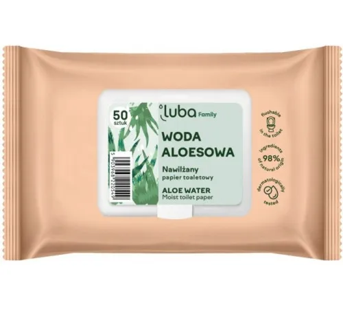 Вологий туалетний папір Luba Eco Family з Алое водою з клапаном 50 шт