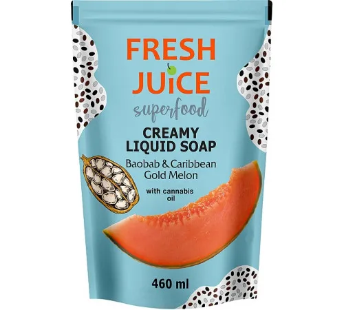 Рідке крем-мило Fresh Juice Карибська золота Диня та Баобаб  дой-пак 460 мл